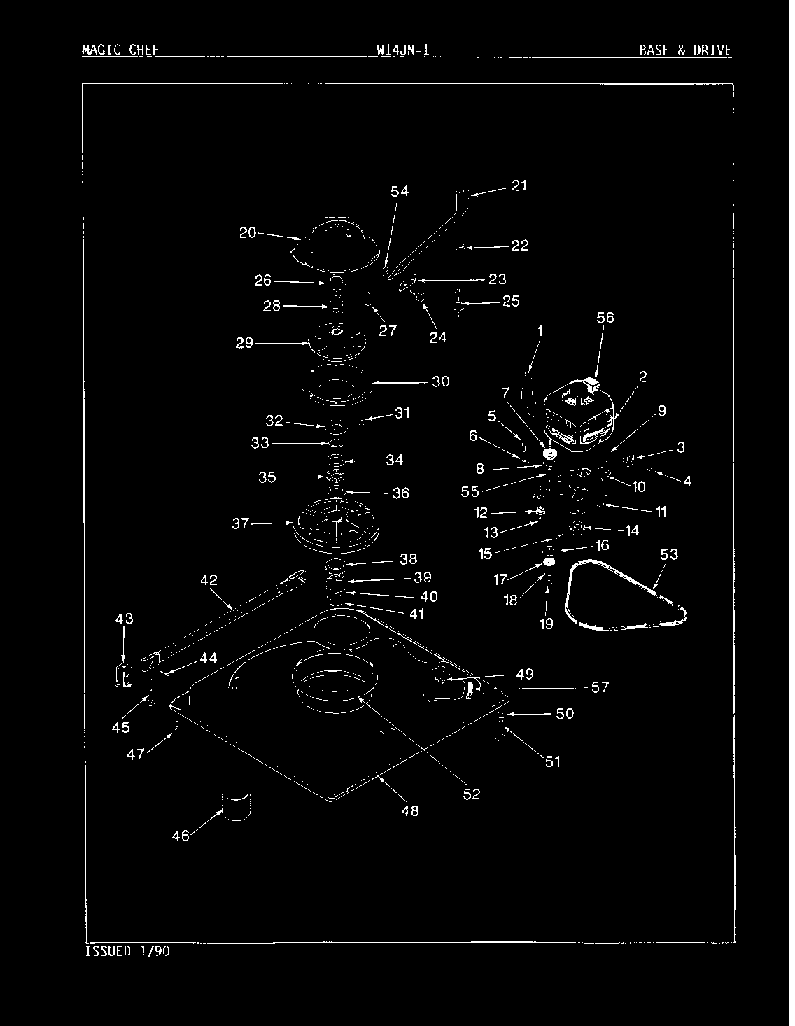Magic Chef W14JA1 base & drive (rev. a-d) diagram