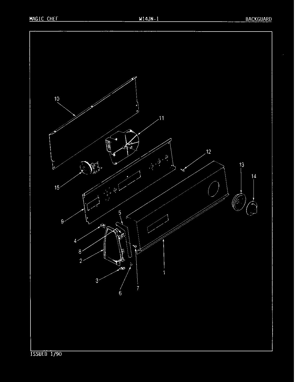Magic Chef W14JA1 control panel (rev. a-d) diagram