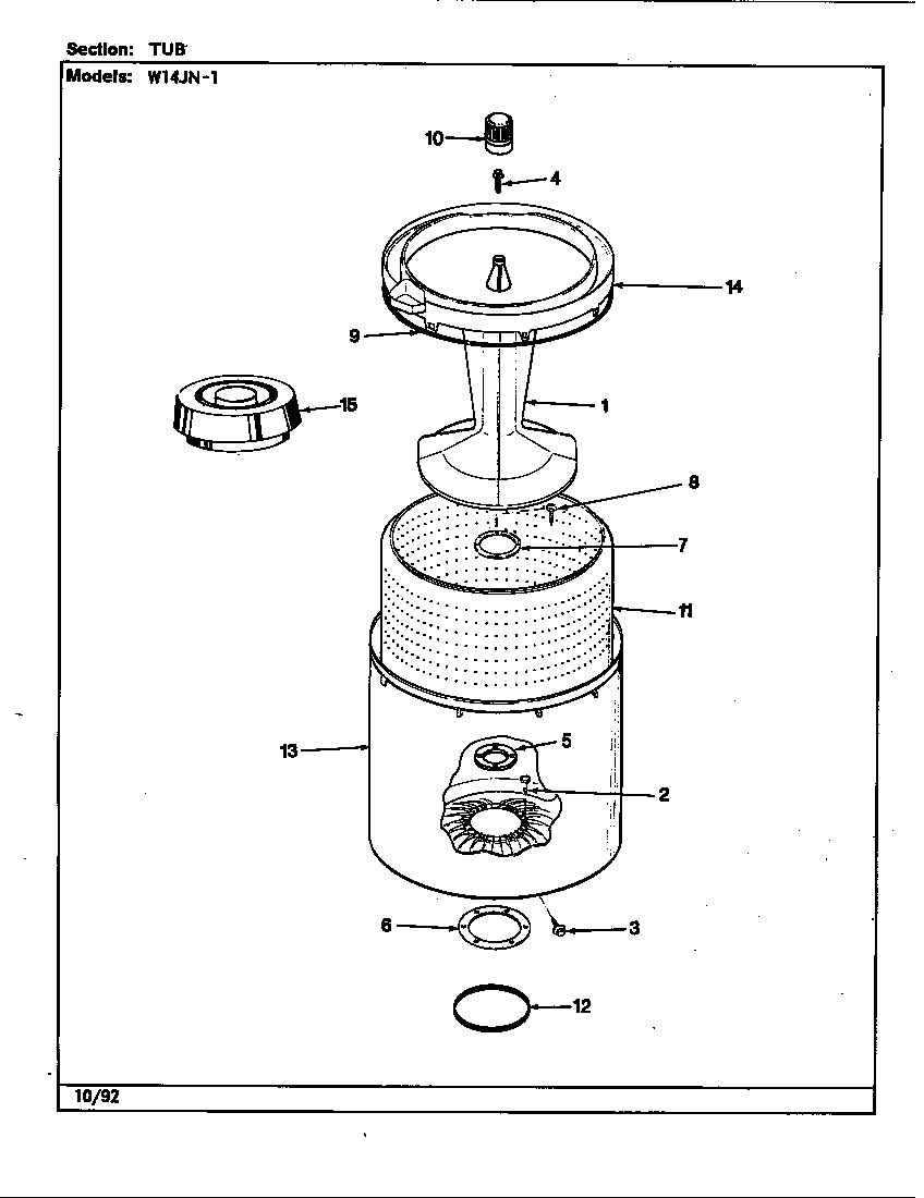 Magic Chef W14JA1 tub (rev. e-j) diagram