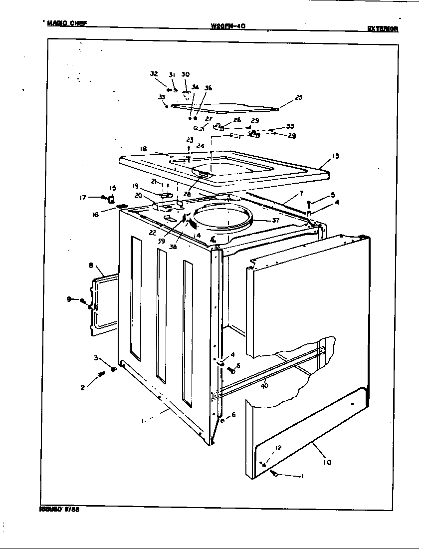 Magic Chef W20FY4C exterior diagram
