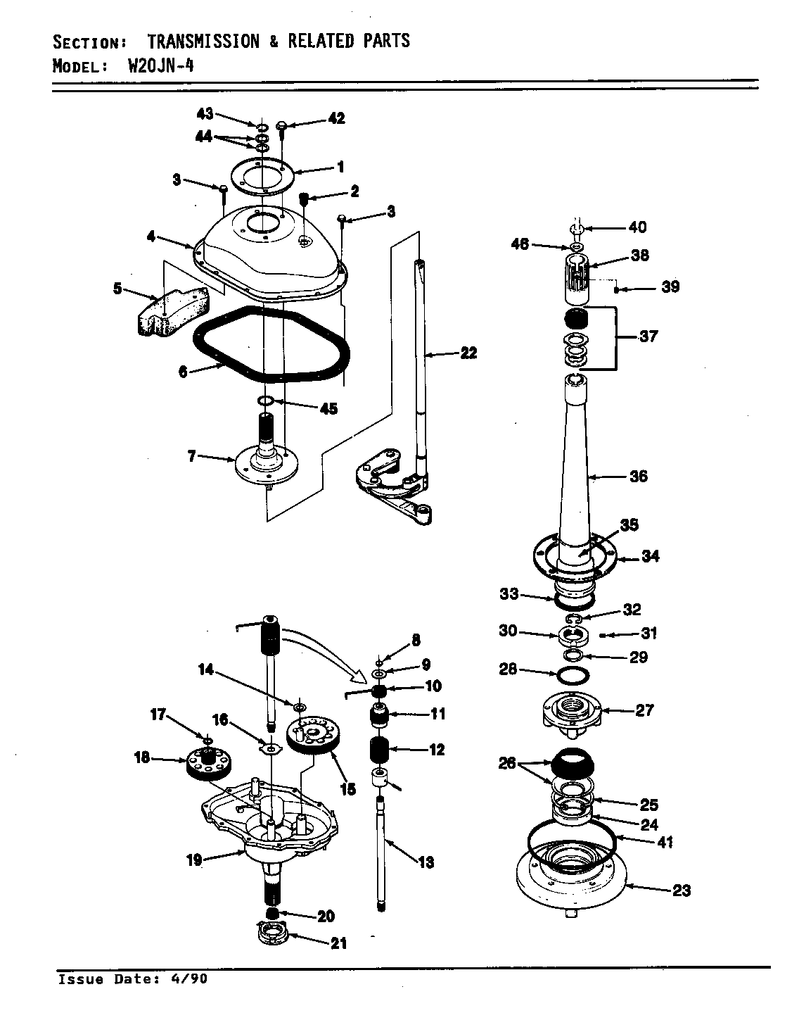 Magic Chef W20JA4 transmission (orig/rev. a-d) diagram