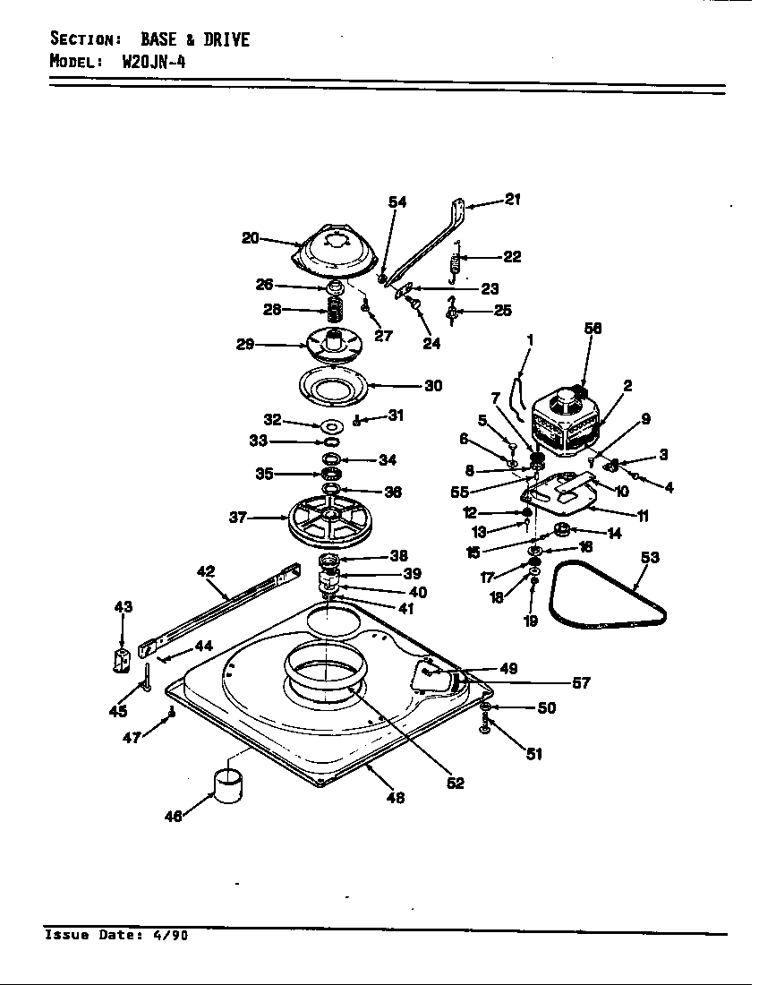 Magic Chef W20JA4 base & drive (rev. e-f) diagram