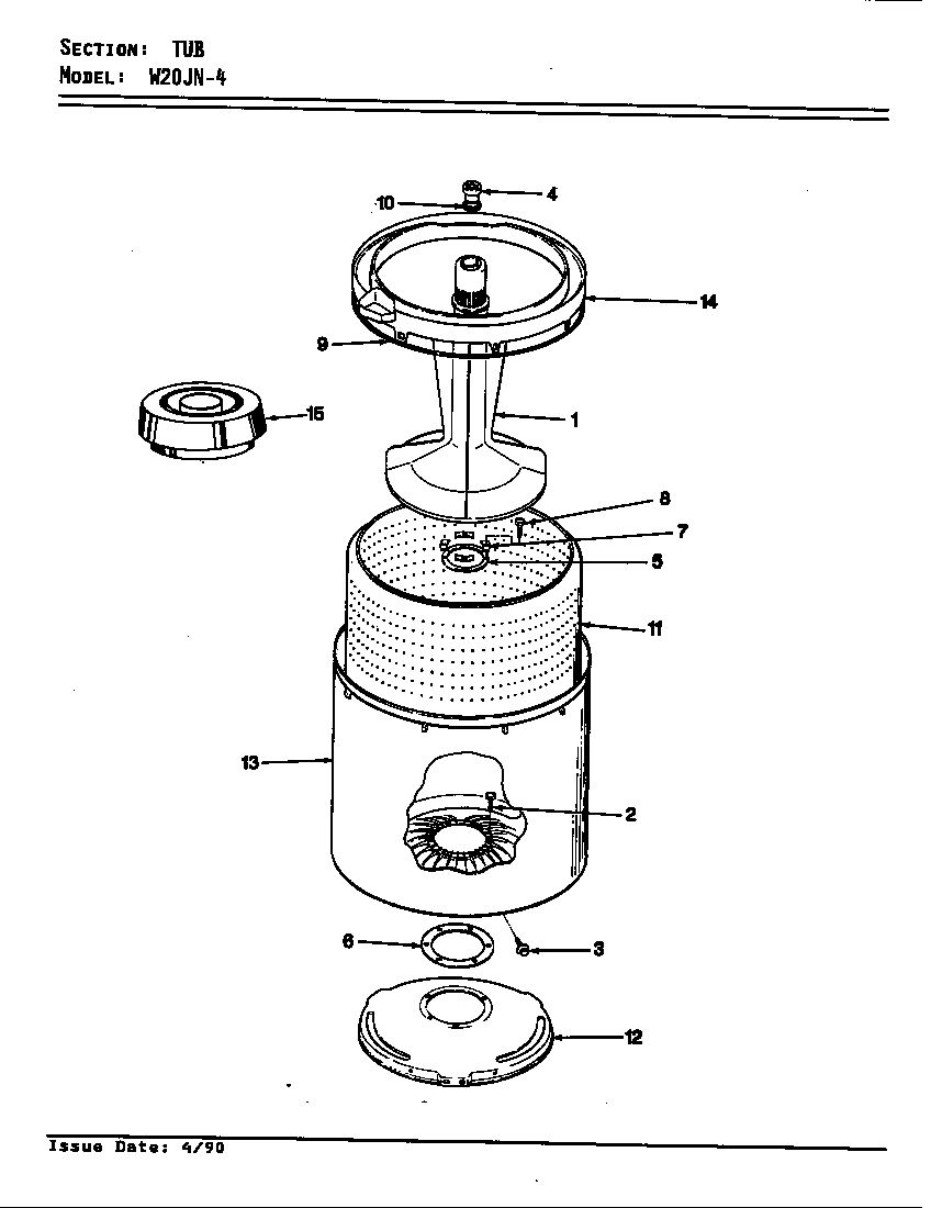 Magic Chef W20JA4 tub (rev. e-f diagram