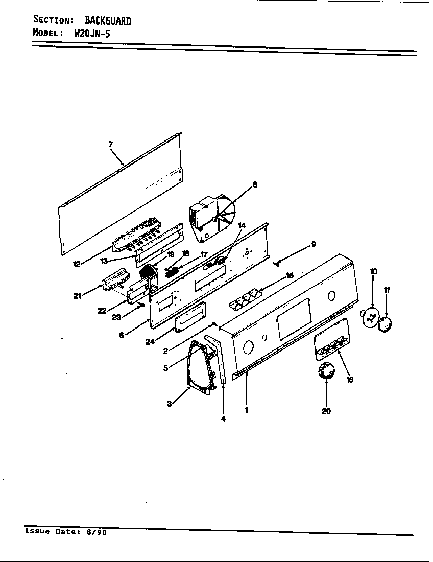 Magic Chef W20JY5 control panel (w20jn5)(rev. e) (w20jn5) diagram
