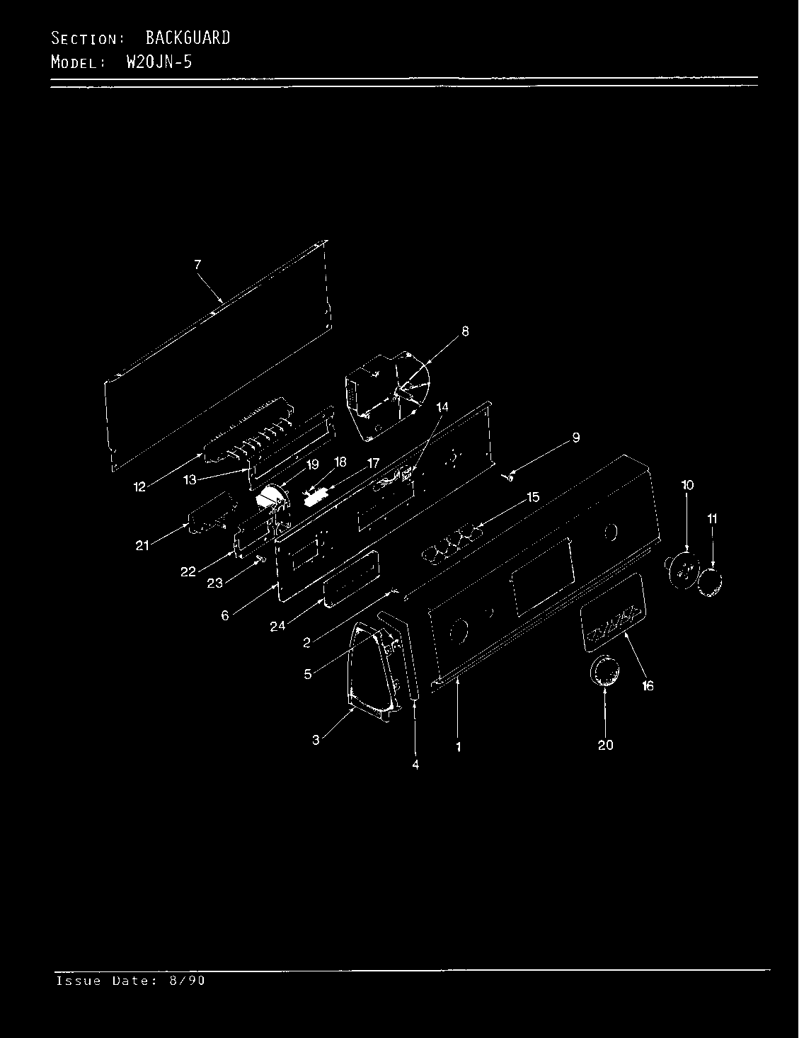 Magic Chef W20JY5 control panel (w20jn5)(rev. a-d) (w20jn5) diagram