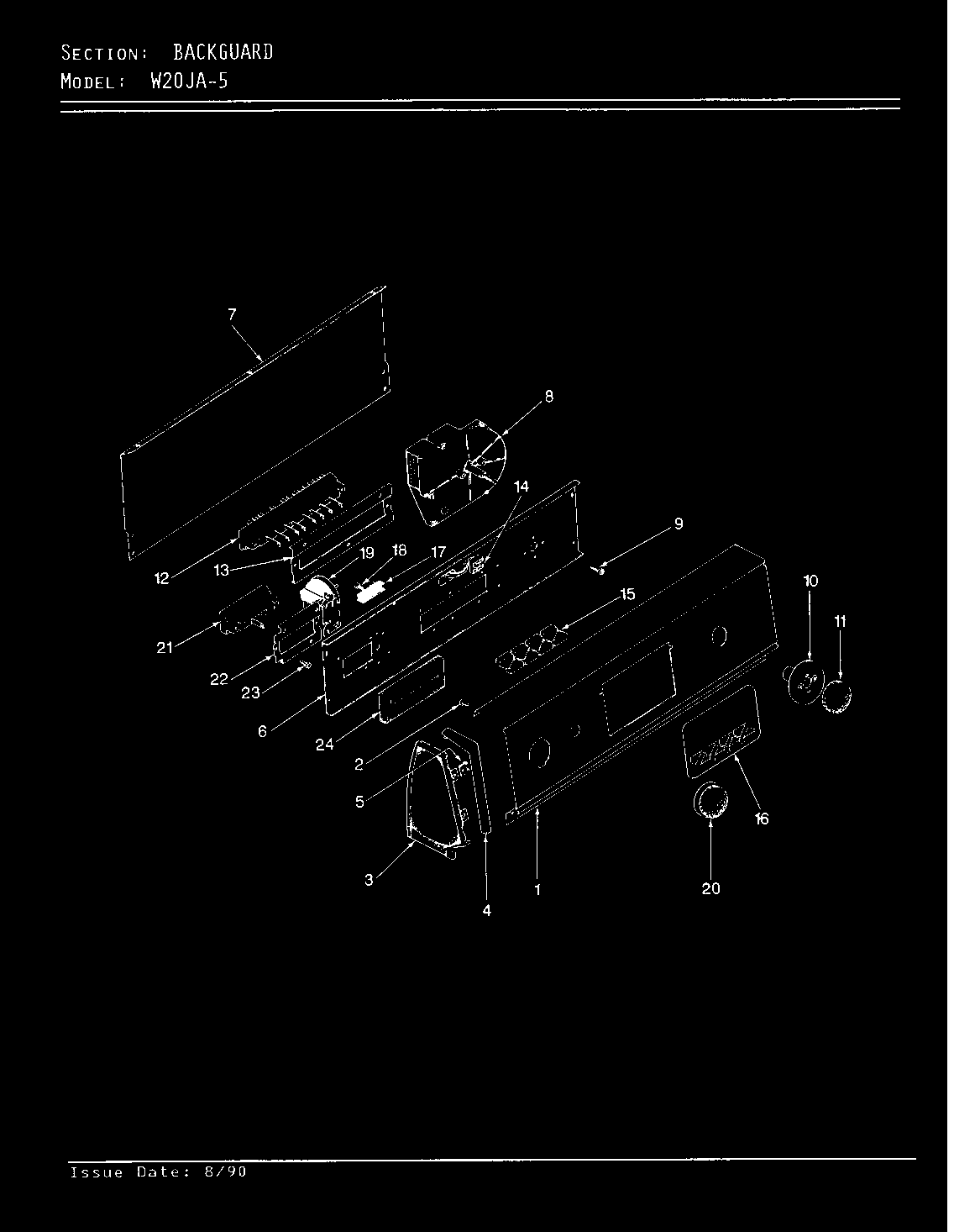 Magic Chef W20JY5 control panel (w20ja5)(rev. a-d) (w20ja5) diagram