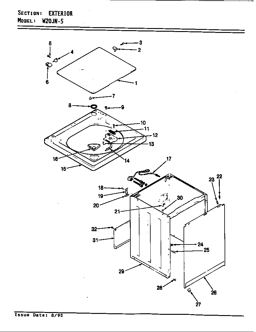 Magic Chef W20JY5 exterior (w20jn5)(rev. e) (w20jn5) (w20ja5) diagram