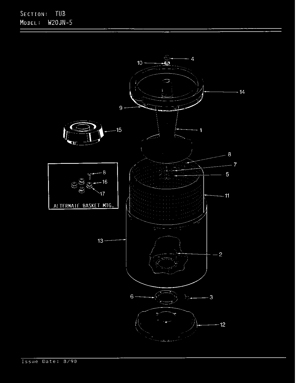 Magic Chef W20JY5 tub (w20jn5)(rev. a-d) (w20jn5) diagram