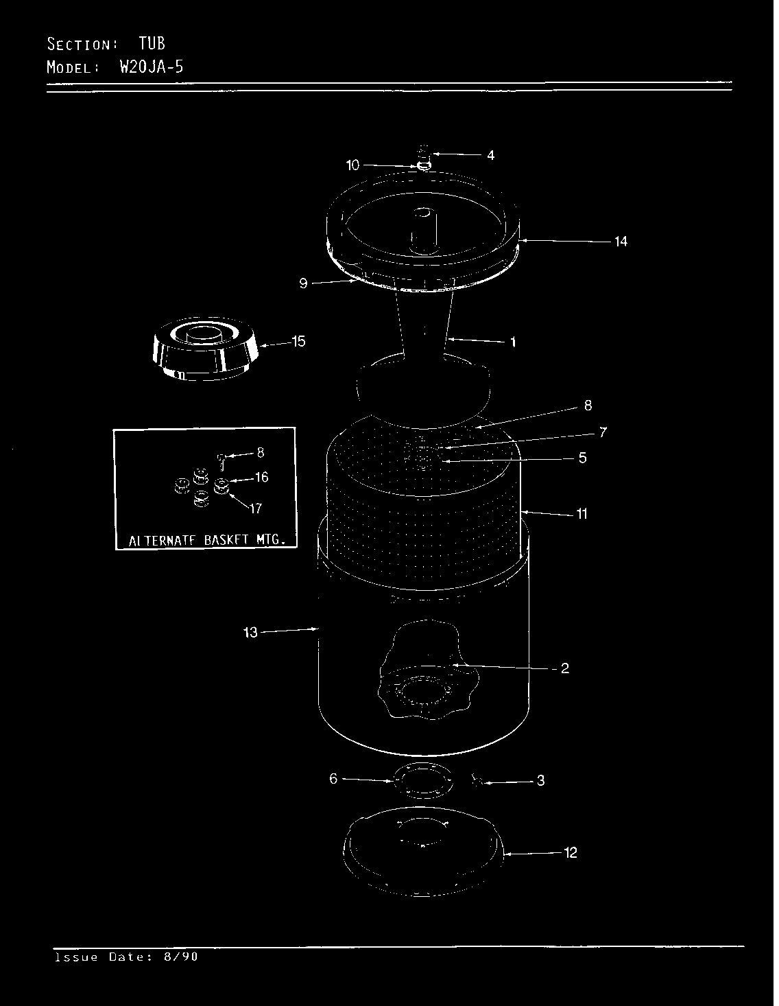 Magic Chef W20JY5 tub (w20ja5)(rev. a-d) (w20ja5) diagram