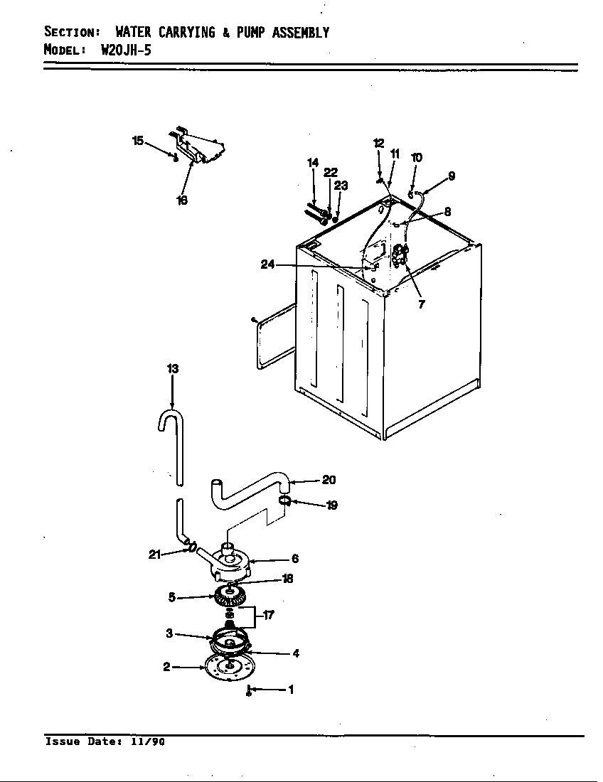 Magic Chef W20JY5 water carrying & pump assy. (w20jy5) (w20jy5) diagram