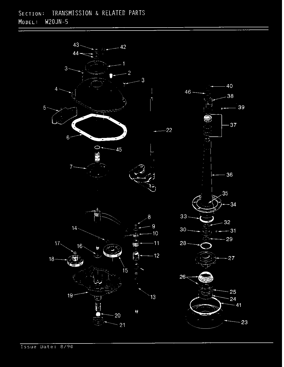 Magic Chef W20JY5 transmission (w20jn5)(rev. a-d) (w20jn5) diagram
