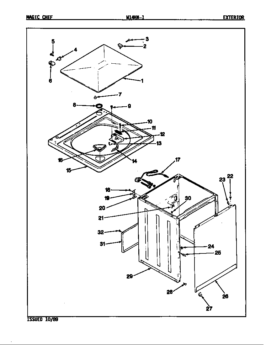Magic Chef W14HY1 exterior (w14hn-1)(rev. a-b) diagram
