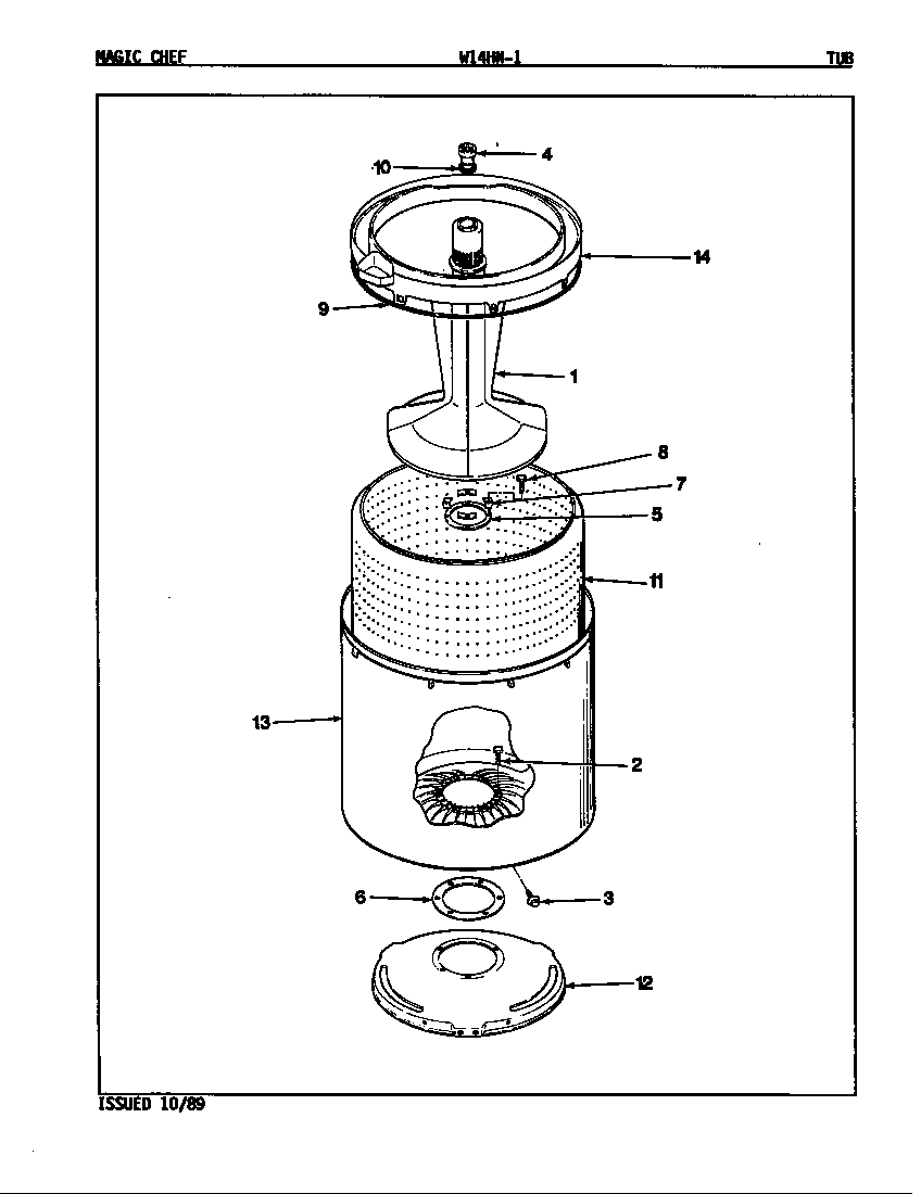 Magic Chef W14HY1 tub (w14hn-1)(rev. a-b) diagram