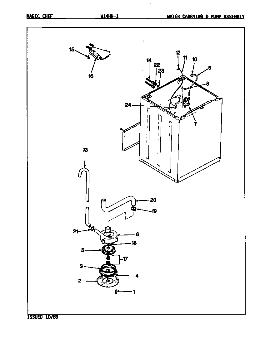 Magic Chef W14HY1 water carry & pump (w14hn-1)(rev. a-b) diagram