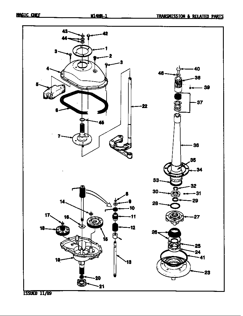 Magic Chef W14HY1 transmission (w14hn-1)(rev. a-b) diagram
