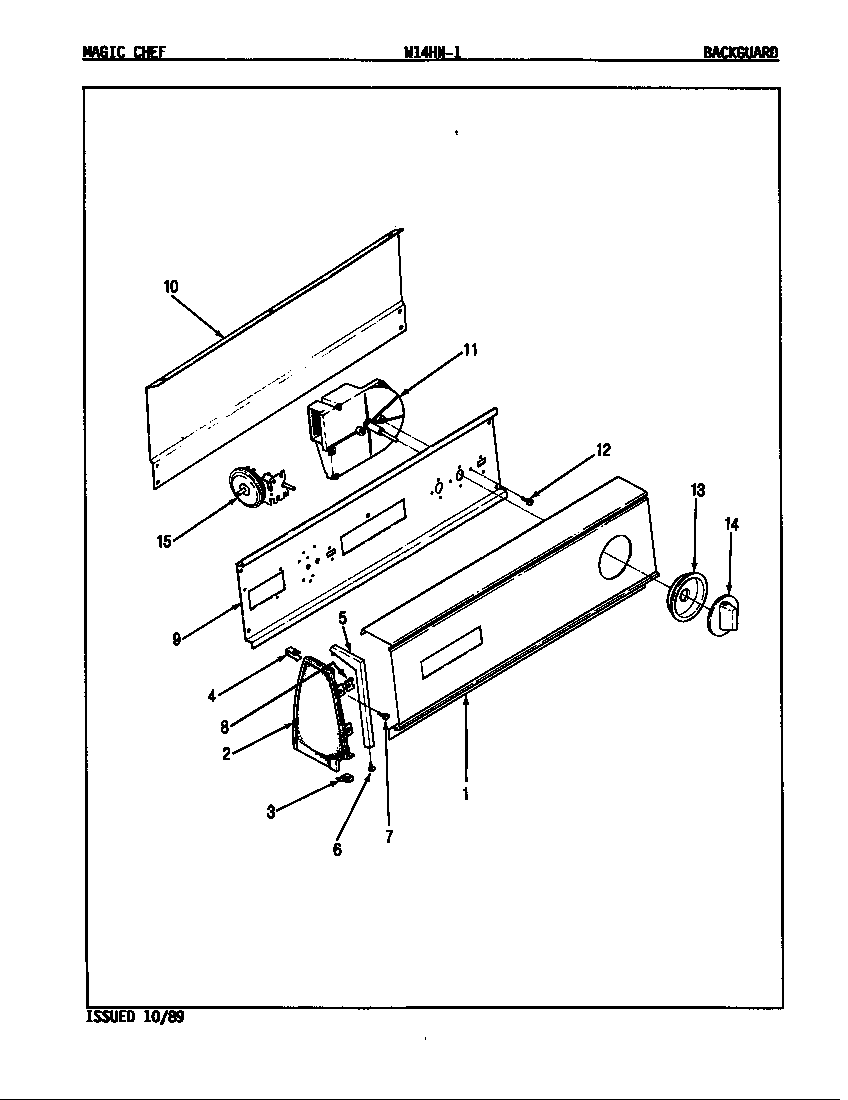 Magic Chef W14HY1 control panel (w14hn-1)(rev. a-b) diagram