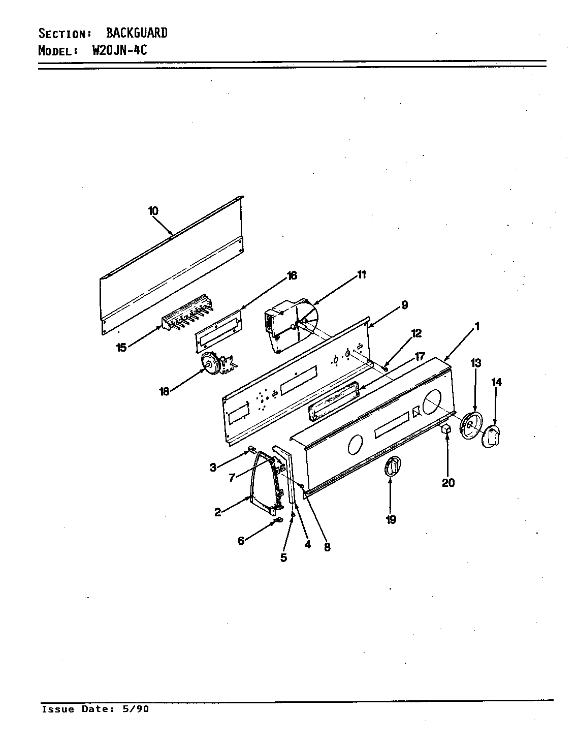 Magic Chef W20JN4C control panel (rev. a-d) diagram