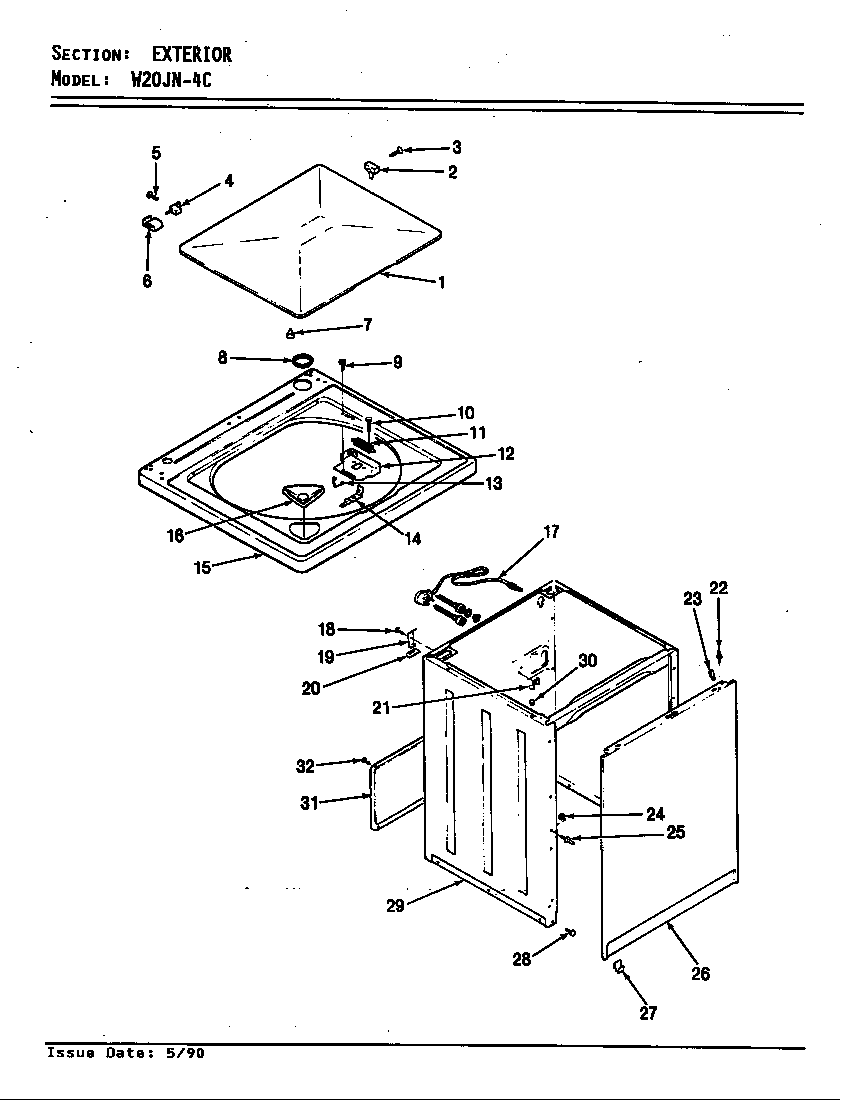 Magic Chef W20JN4C exterior (rev. e) diagram