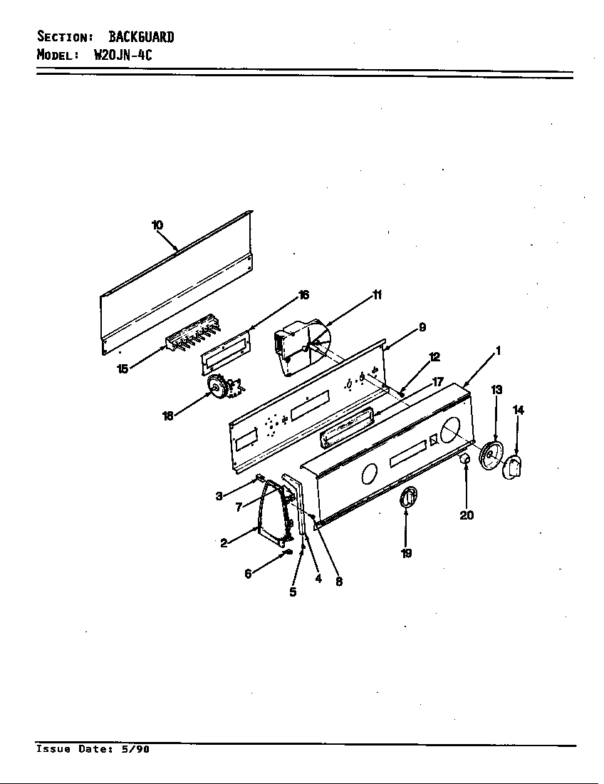 Magic Chef W20JN4C backguard (rev. e) diagram