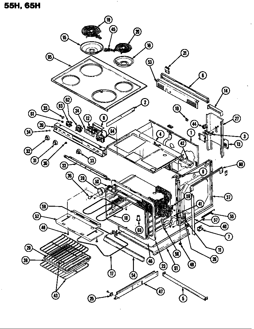 Magic Chef 65HA-1 body diagram