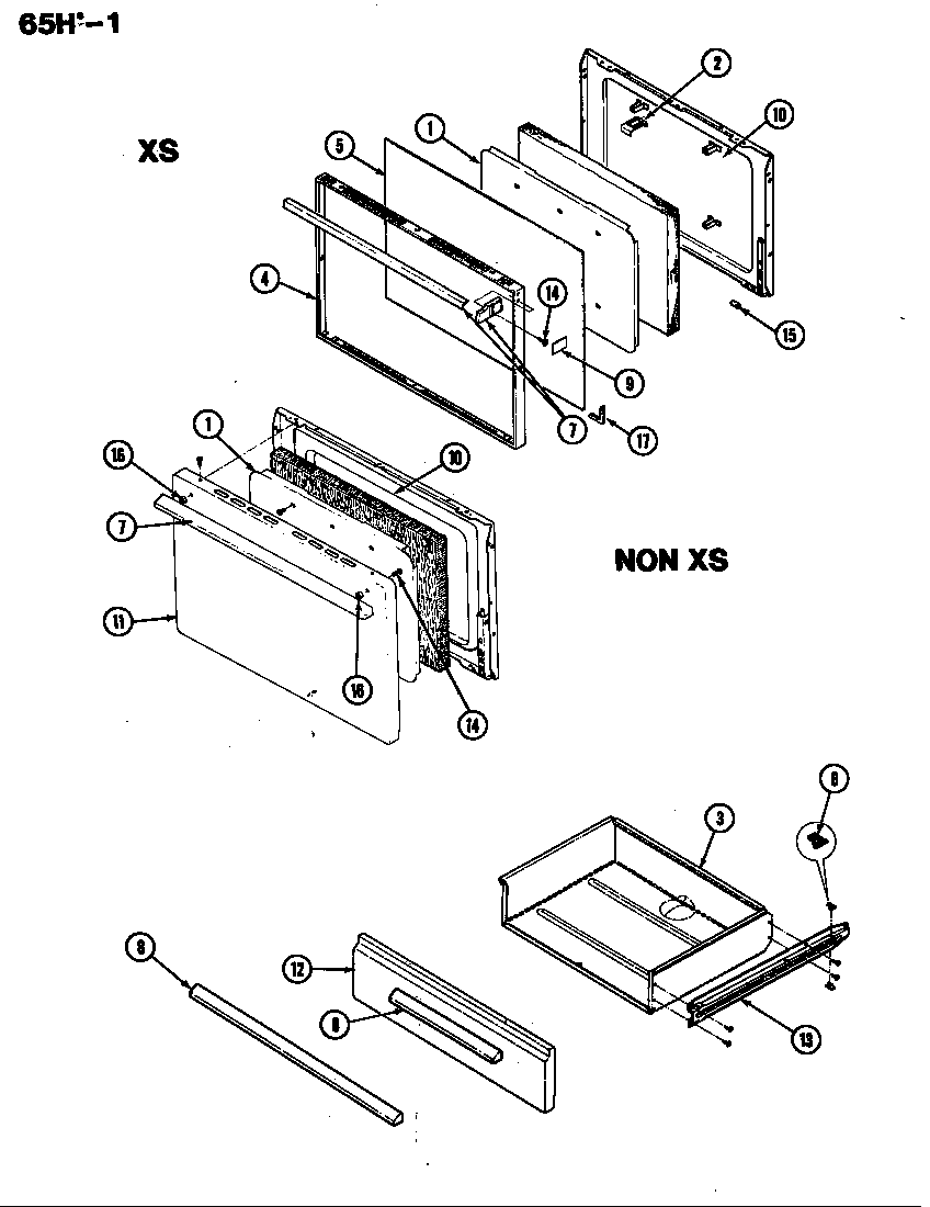 Magic Chef 65HA-1 door/drawer diagram