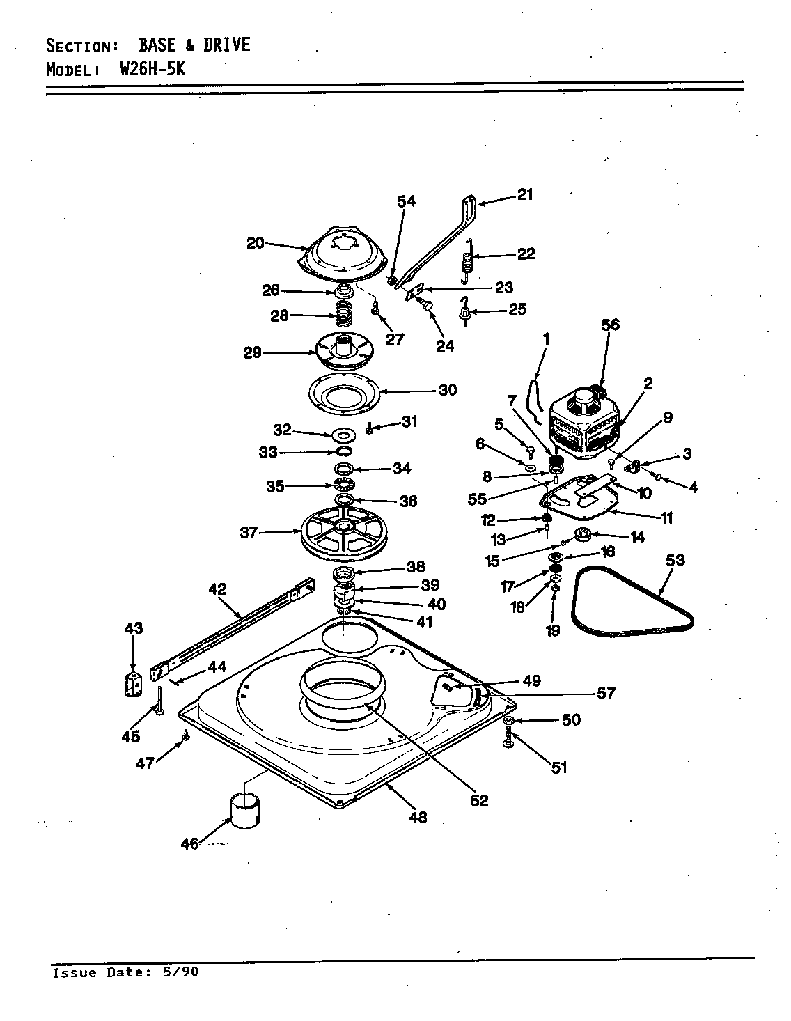 Magic Chef W26HY5K base & drive diagram