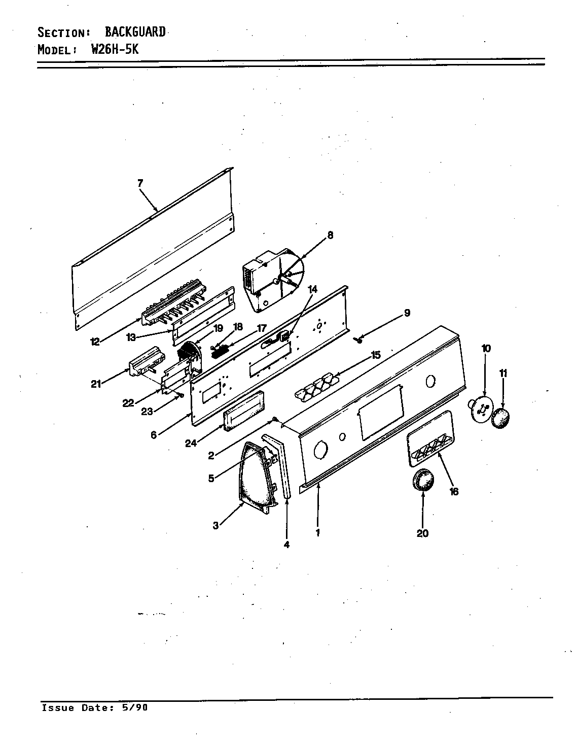 Magic Chef W26HY5K control panel diagram
