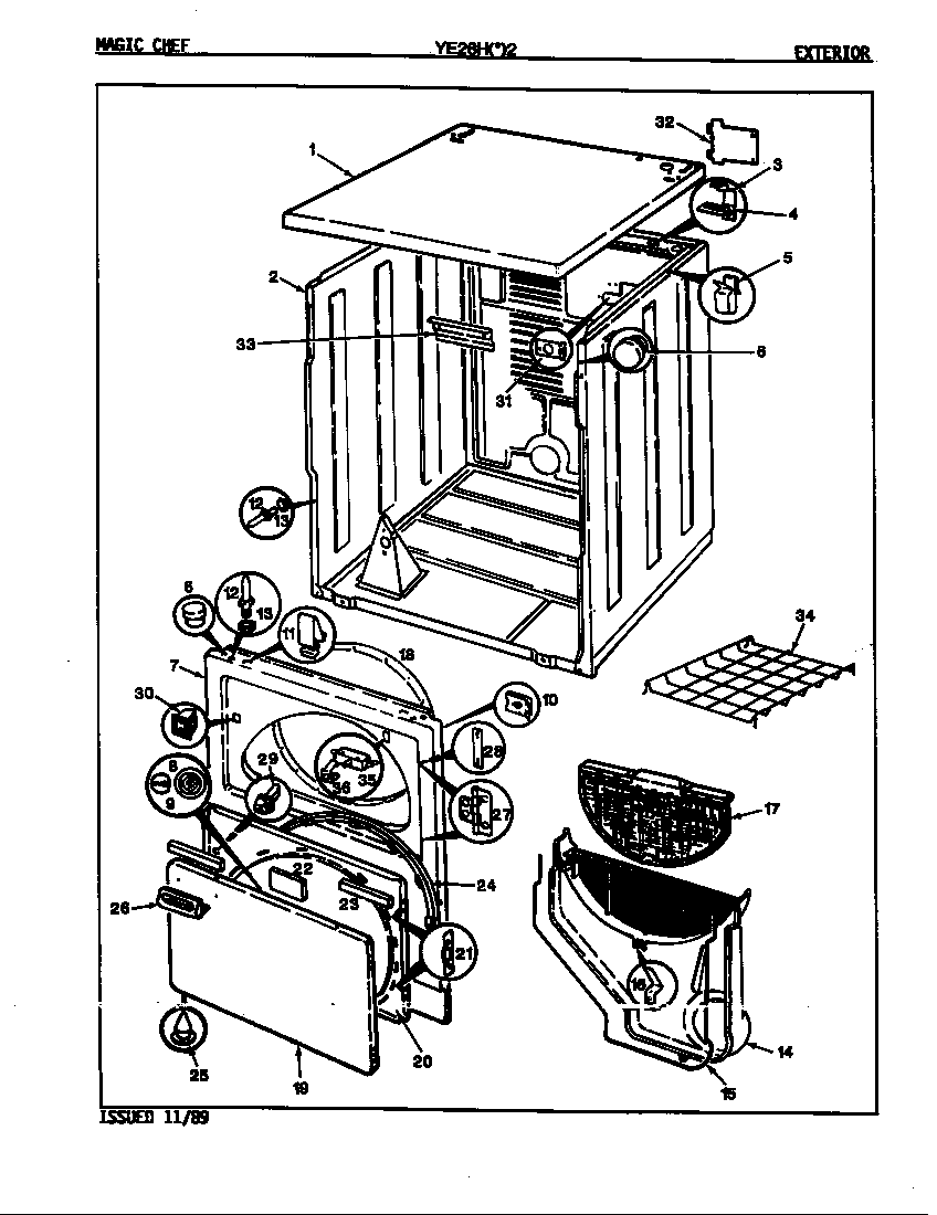 Magic Chef YE26HN2 exterior (rev. a-d) diagram