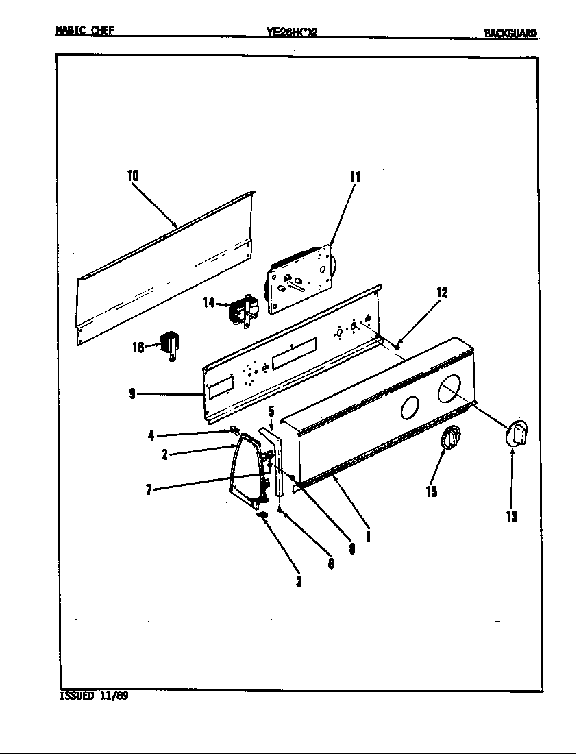Magic Chef YE26HN2 control panel (rev. a-d) diagram