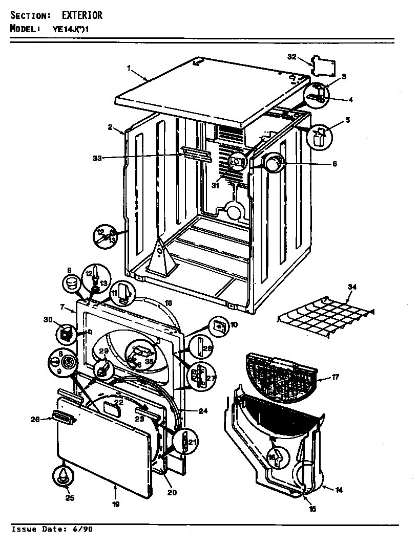 Magic Chef YE14JY1 exterior diagram