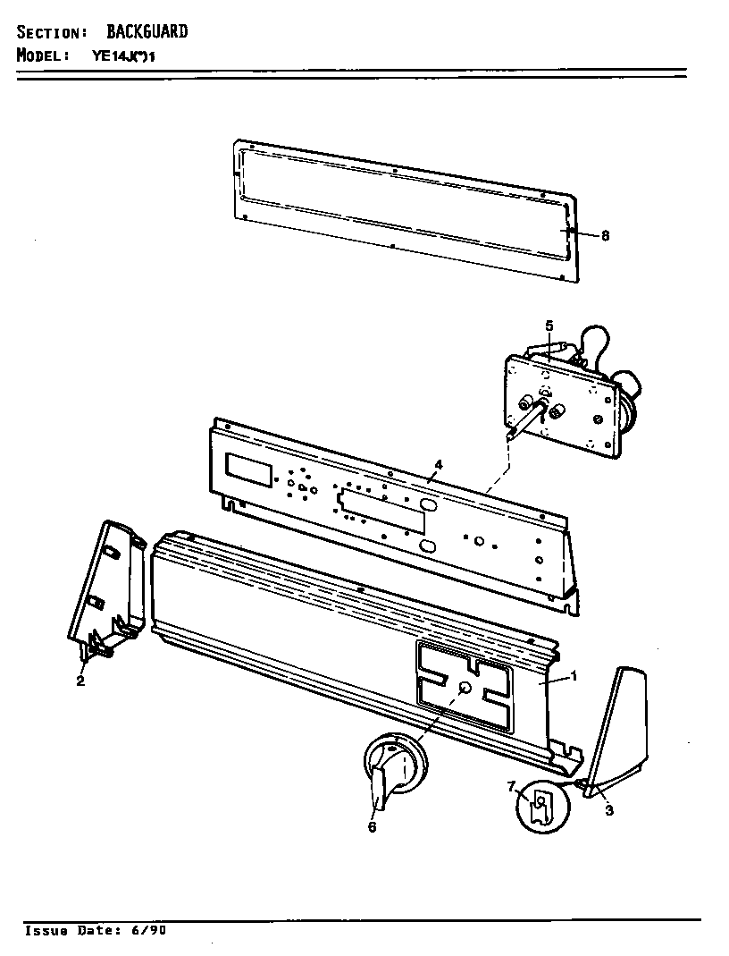 Magic Chef YE14JY1 control panel diagram