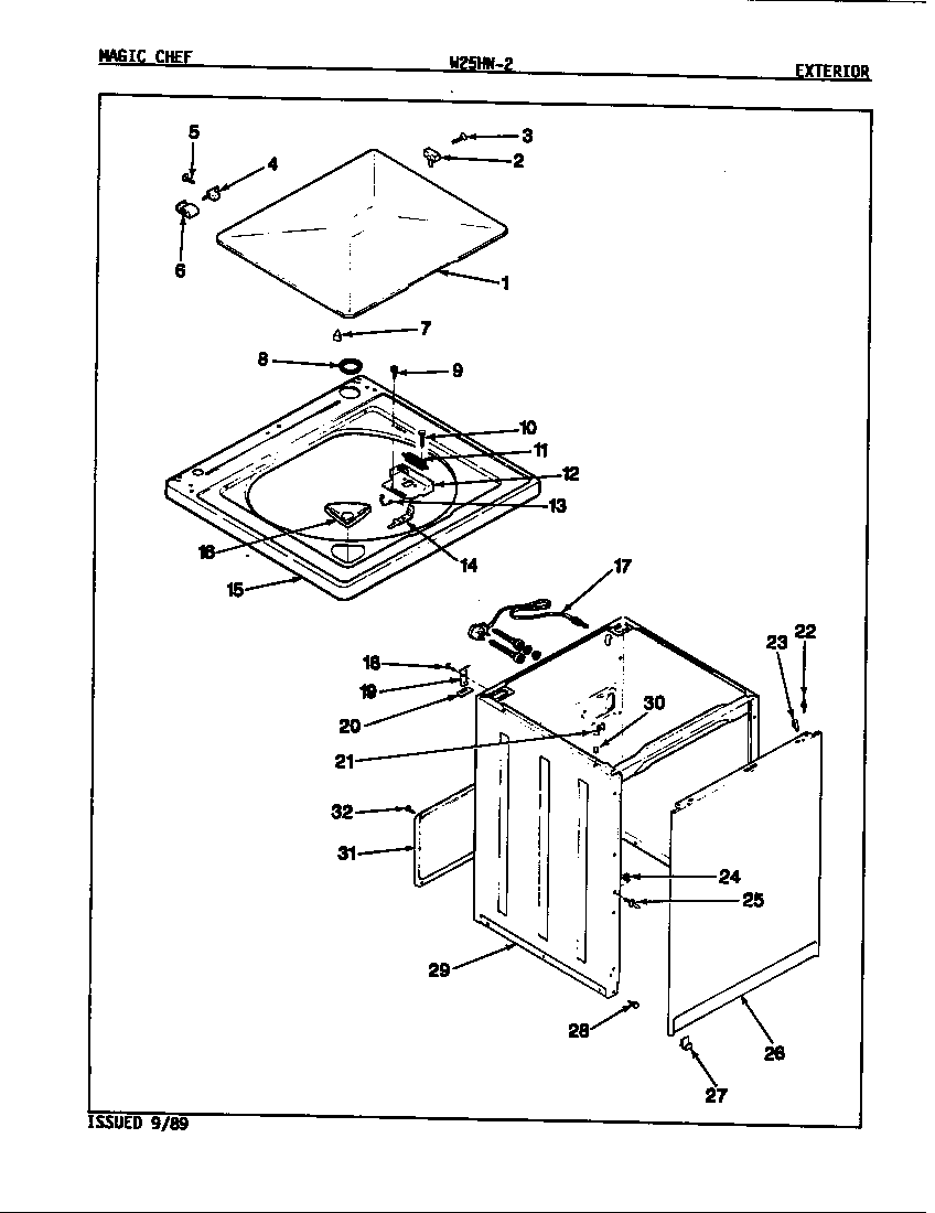 Magic Chef W25HA2 exterior (rev. e-f) diagram