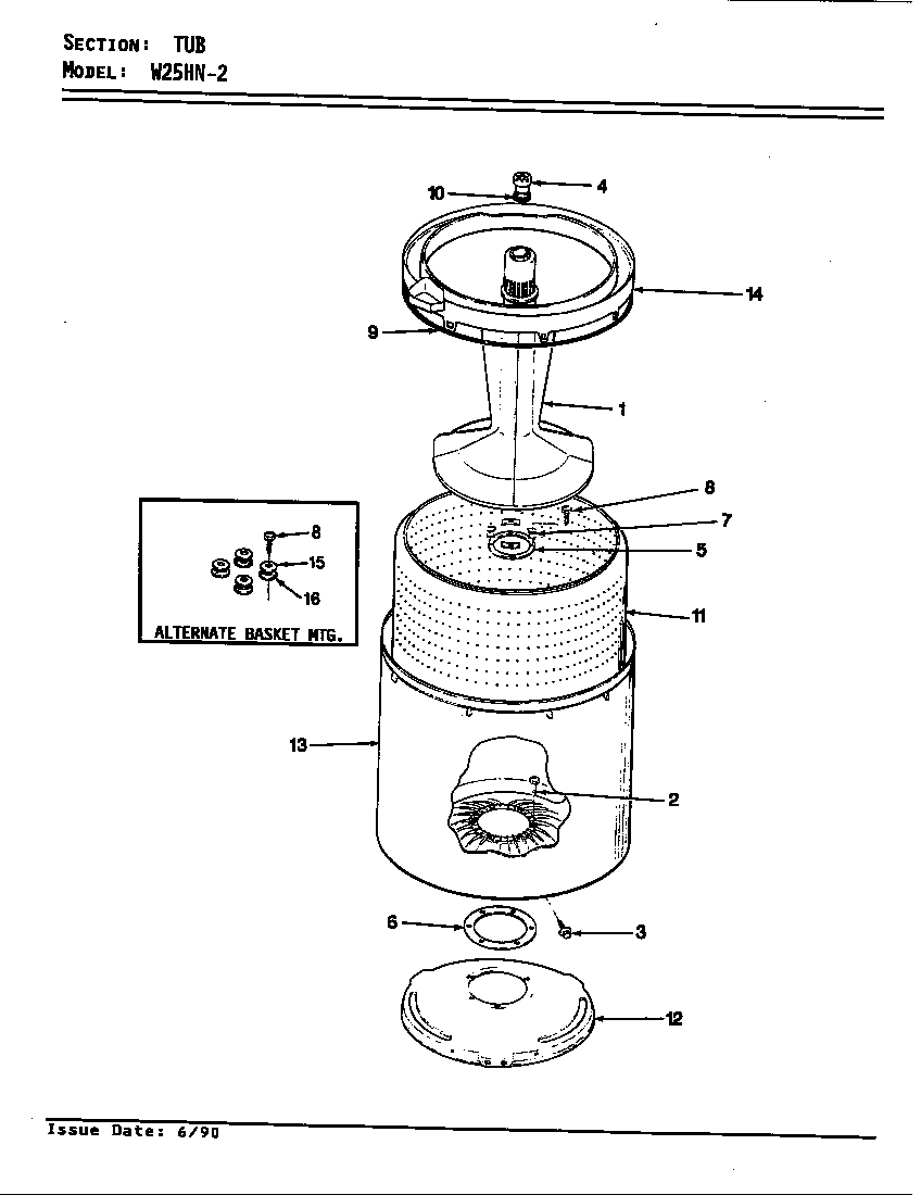 Magic Chef W25HA2 tub (rev. e-f) diagram