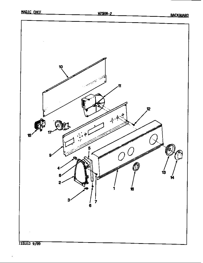 Magic Chef W25HA2 control panel (rev. e-f) diagram