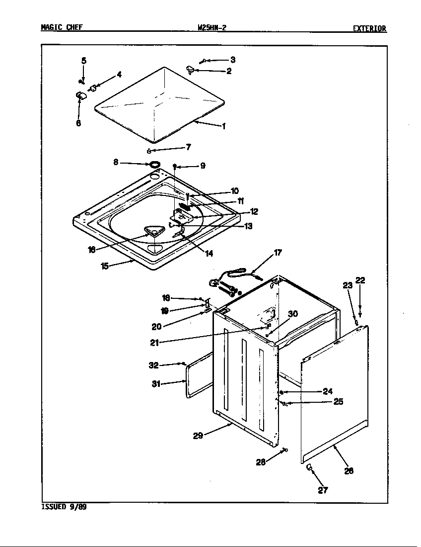 Magic Chef W25HA2 exterior (rev. a-d) diagram