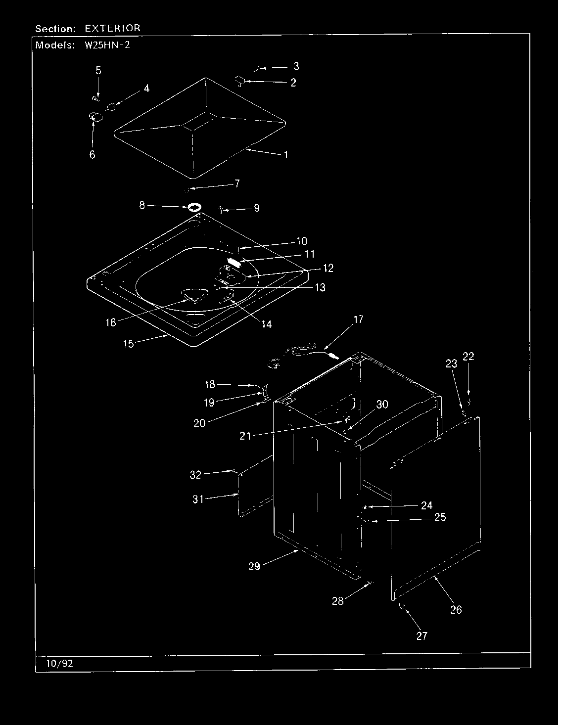 Magic Chef W25HA2 exterior (rev. g-l) diagram