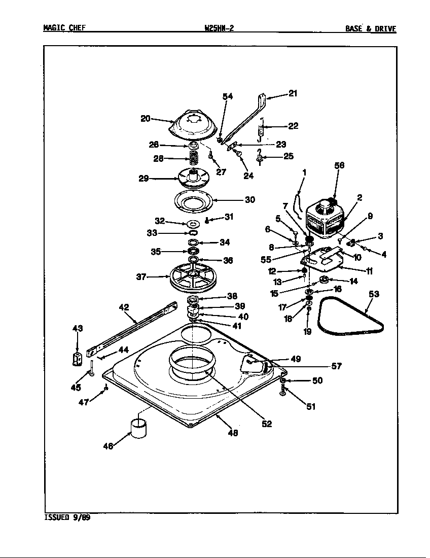 Magic Chef W25HA2 base & drive (rev. a-d) diagram