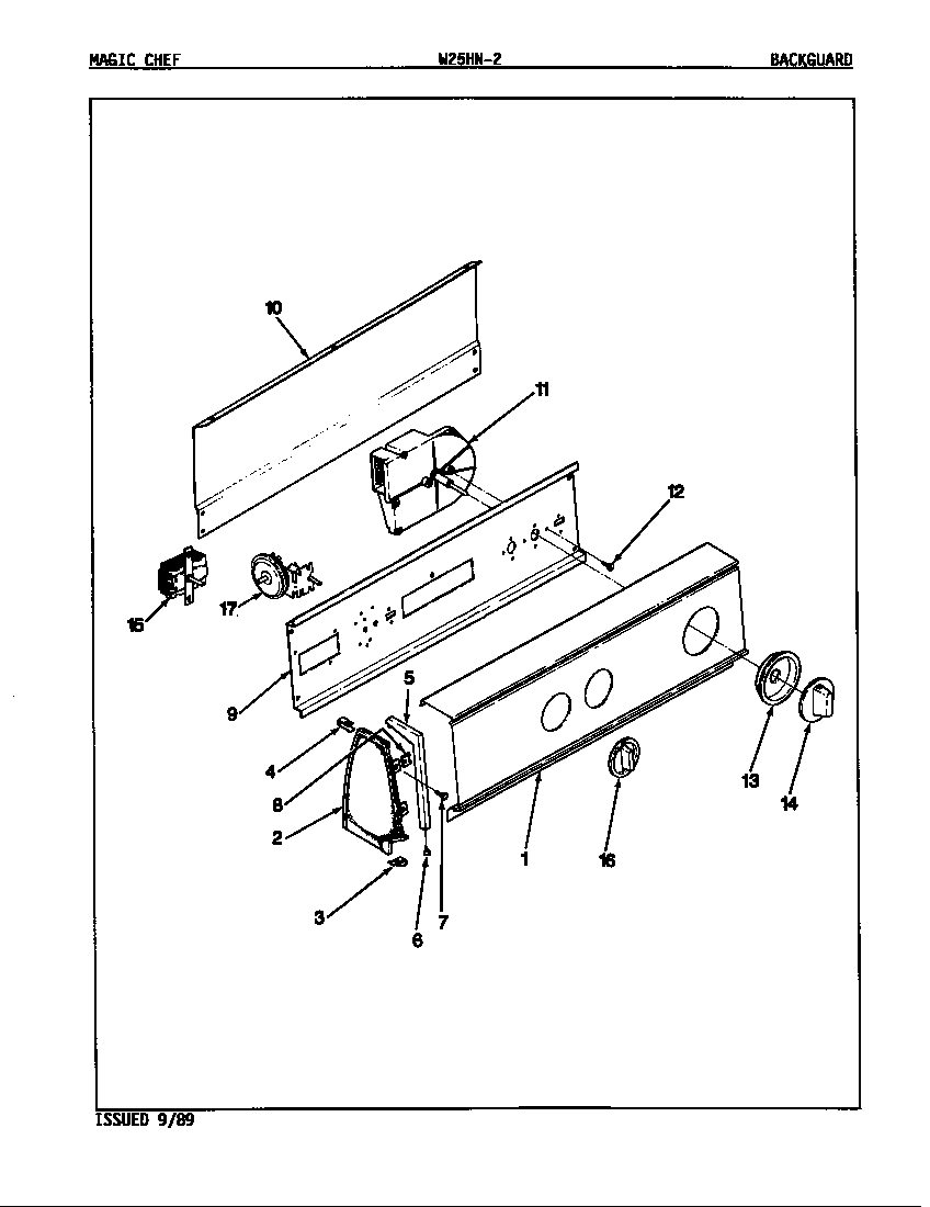 Magic Chef W25HA2 control panel (rev. a-d) diagram