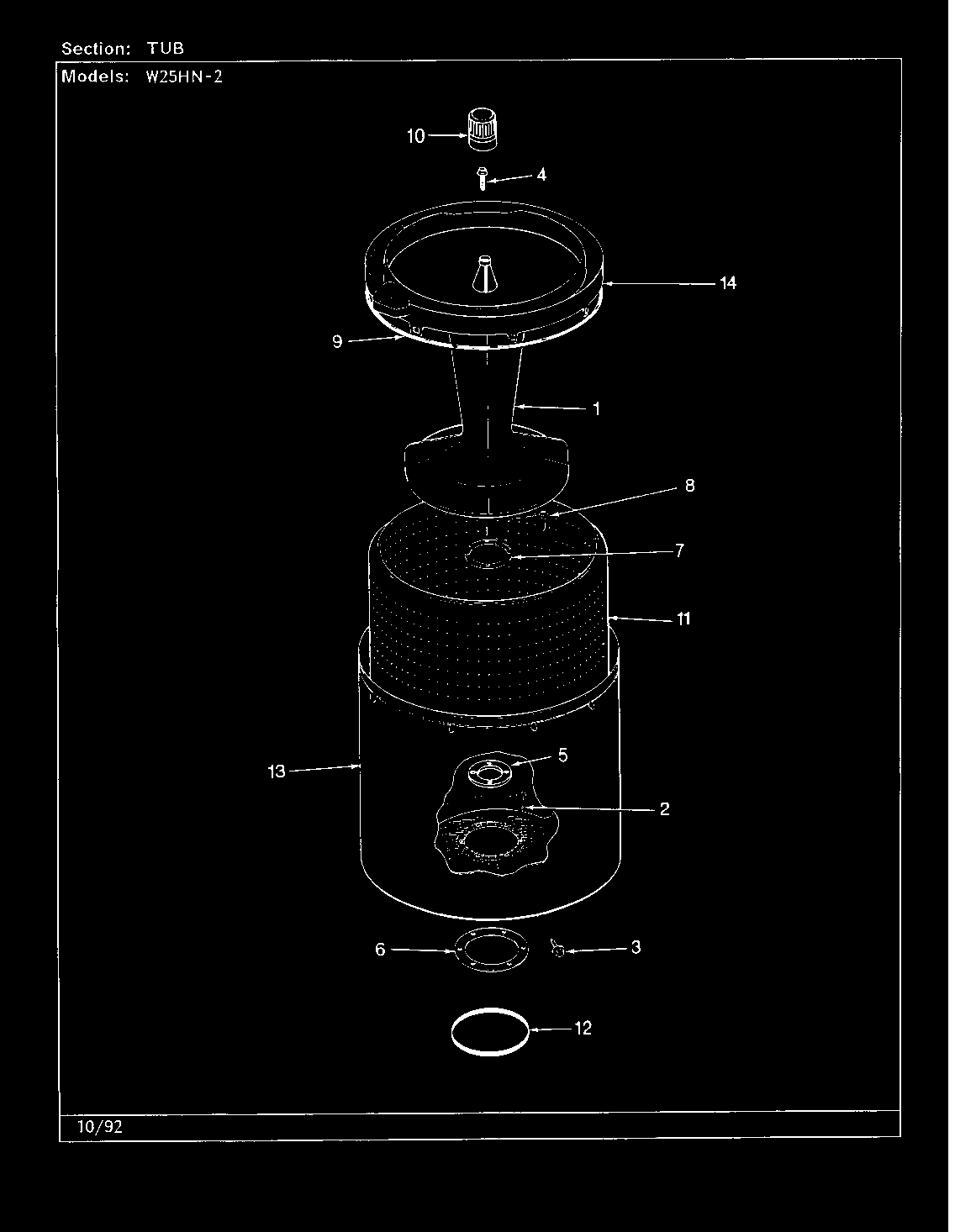 Magic Chef W25HA2 tub (rev. g-l) diagram