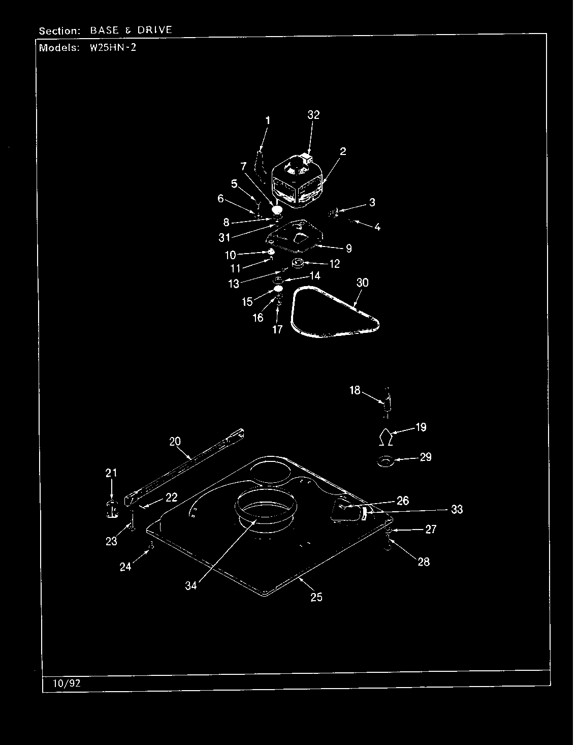 Magic Chef W25HA2 base & drive (rev. g-l) diagram