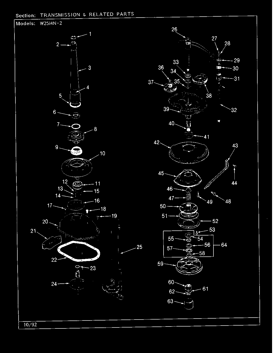 Magic Chef W25HA2 transmission & related parts (rev. g-l) diagram