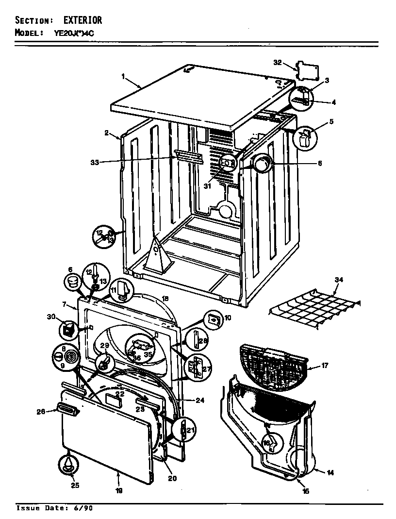 Magic Chef YE20JA4C exterior diagram