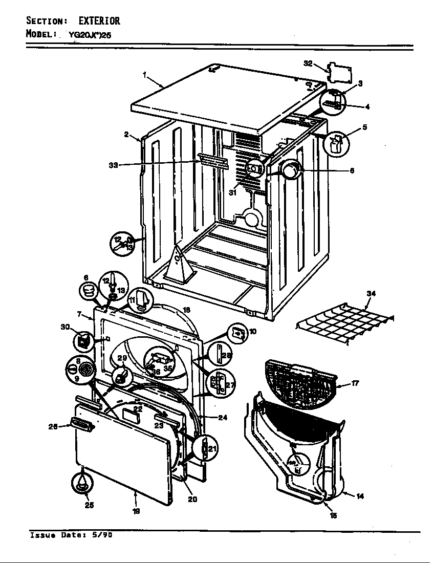 Magic Chef YG20JA25 exterior (rev. a-c) diagram
