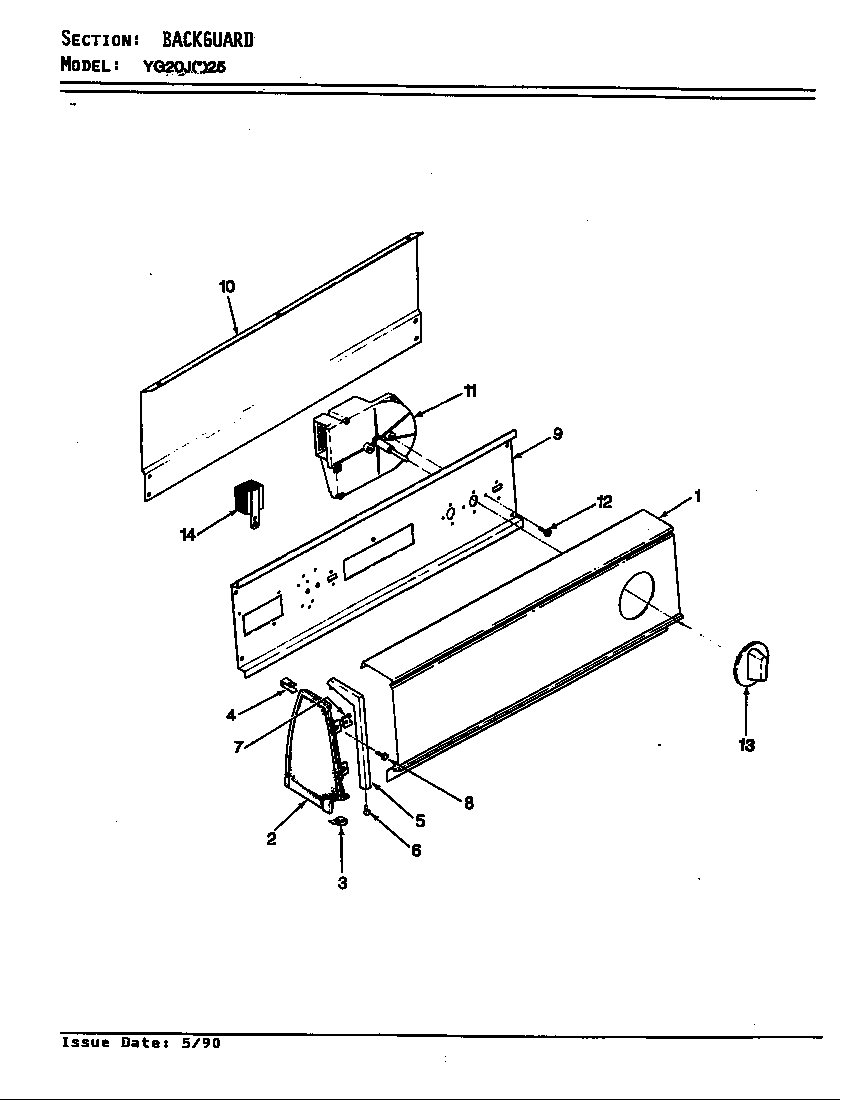 Magic Chef YG20JA25 control panel (rev. a-c) diagram