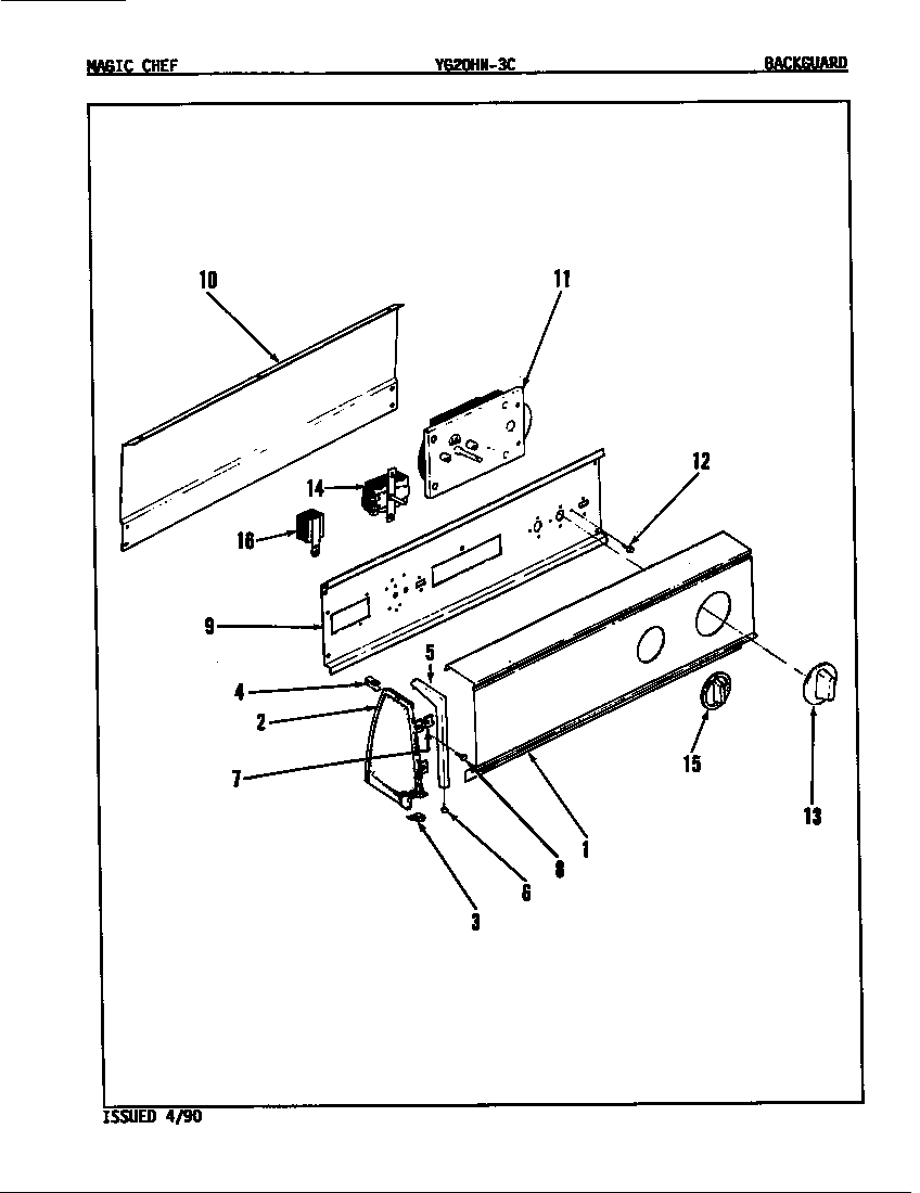 Magic Chef YG20HA3C control panel (rev. a-b) diagram