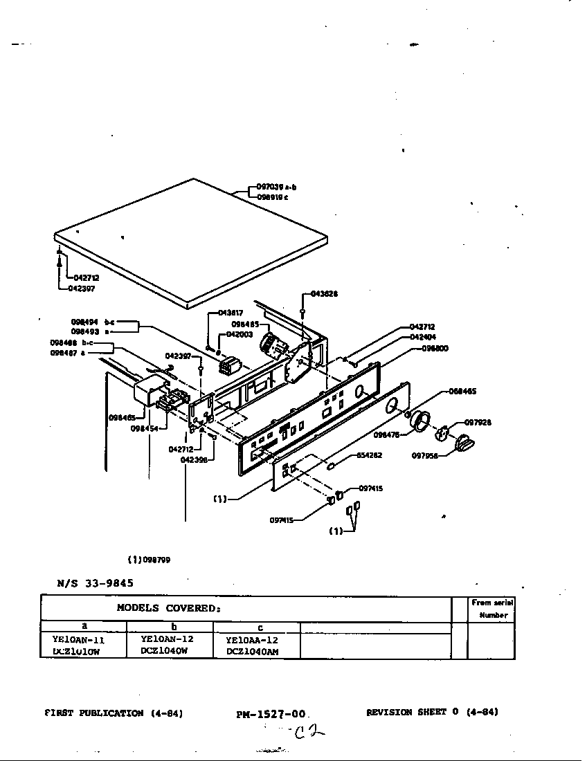 Maytag DCZ1010 control panel diagram