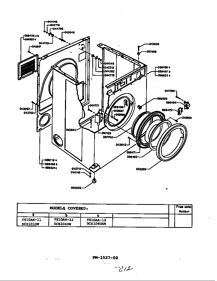 Maytag DCZ1010 cabinet & door diagram