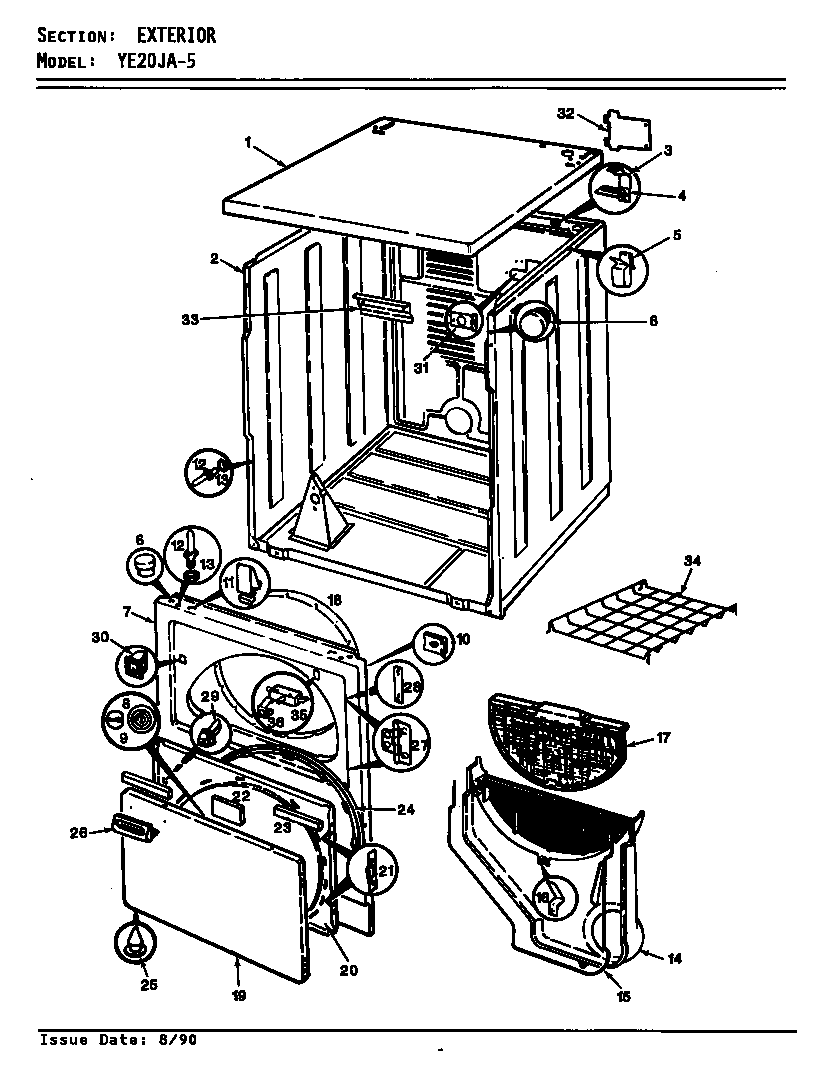 Magic Chef YE20JN5 exterior (ye20ja5) diagram