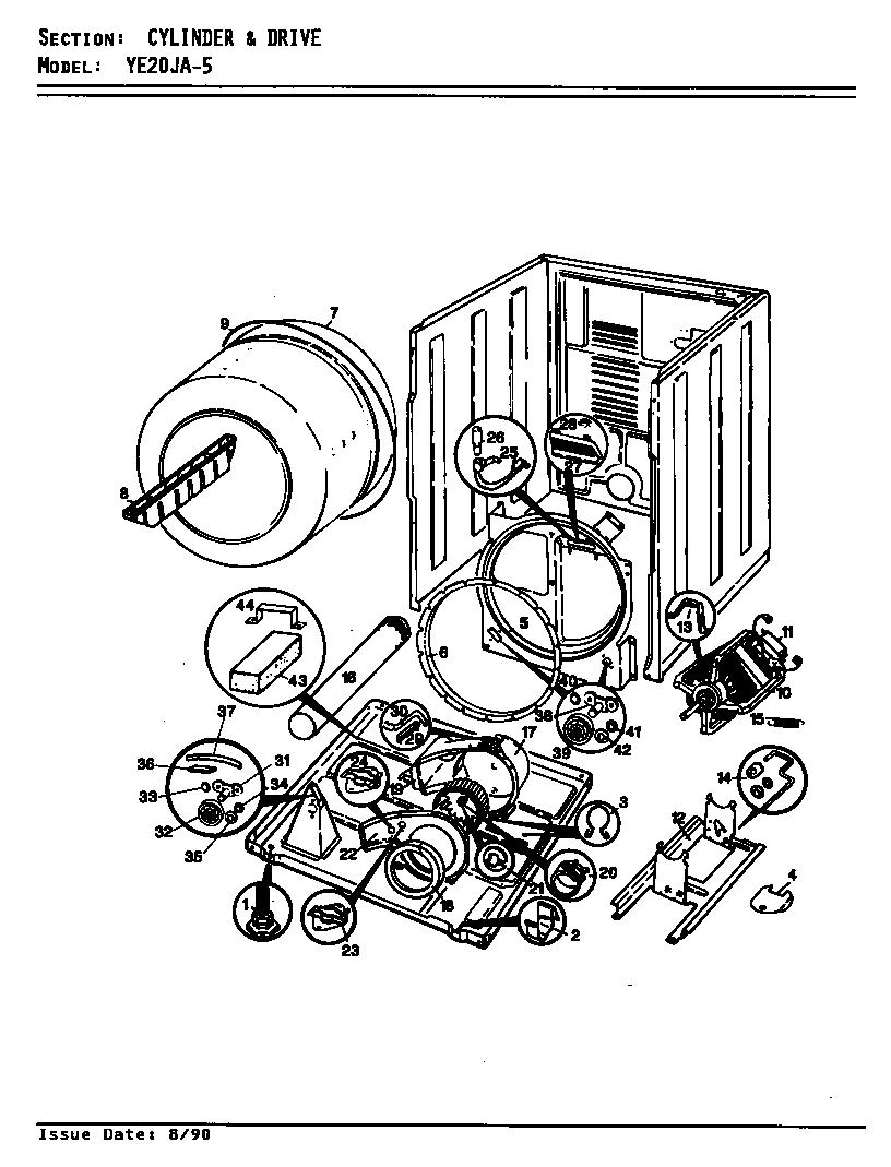 Magic Chef YE20JN5 cylinder & drive (ye20ja5) diagram