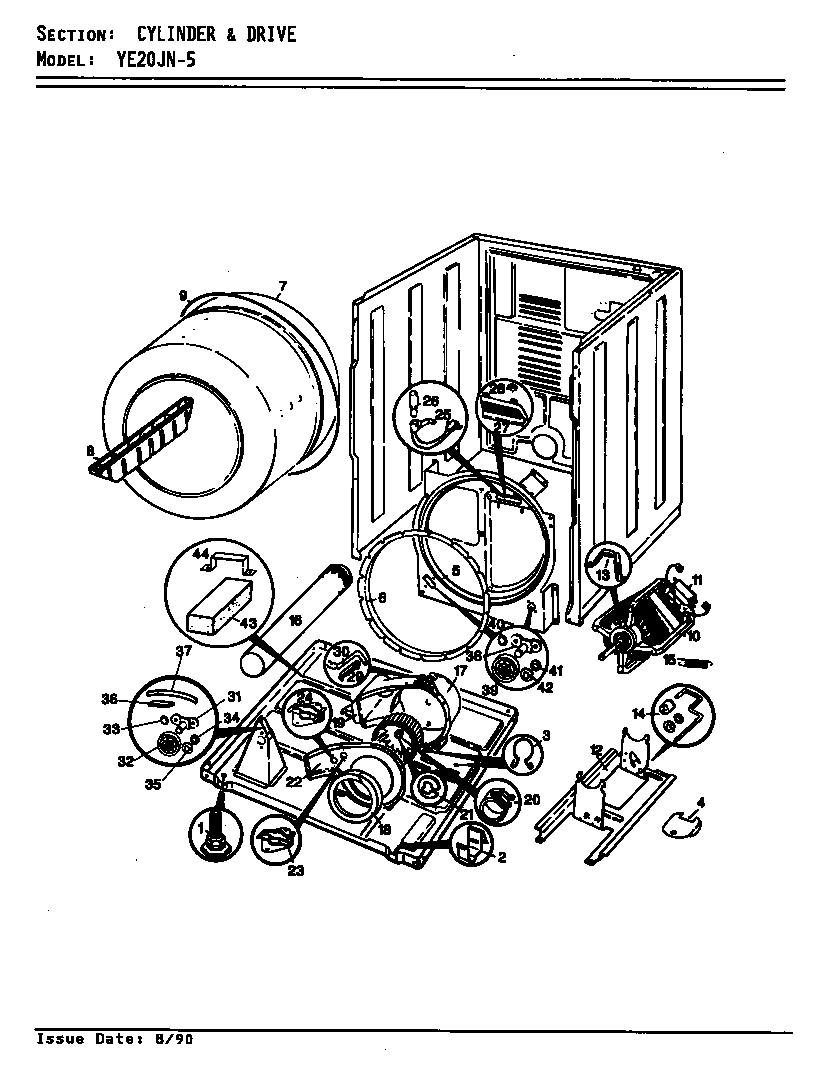 Magic Chef YE20JN5 cylinder & drive (ye20jn5)(rev. a-c) (ye20jn5) diagram
